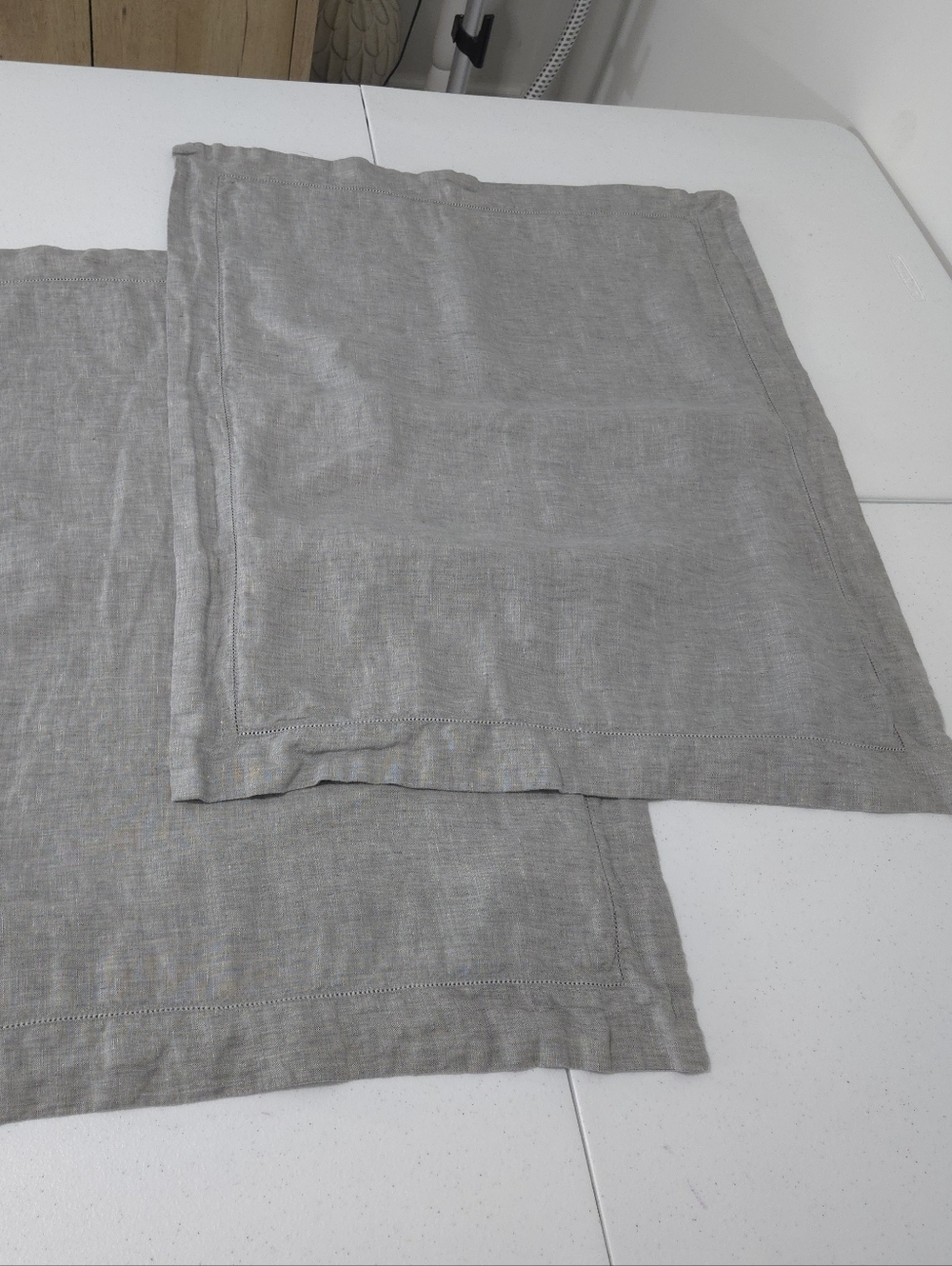 Pottery Barn Gray Set Of 2 100% Linen Standard Pillowcases